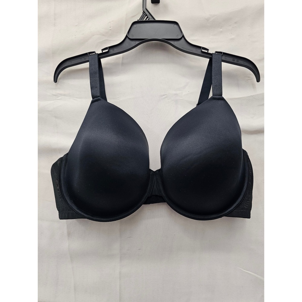 Auden Womens Demi Coverage T-Shirt Bra Black Nylon Blend Casual Size 40DDD